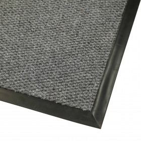 Corner image of the charcoal superguard mat with a black edging.
