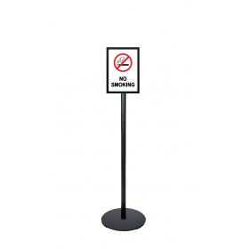 The Ezi Pole is a freestanding vertical black steel Portrait sign holder that opens from the top.