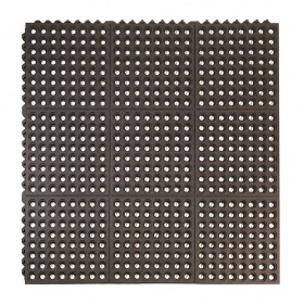 Full product image of the 24/Seven Interlocking Rubber Mat - Holes convieniently  conveniently sized for workstations at 900mm x 900mm,