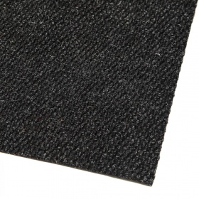 Corner image of the hydrasorb mat in charcoal, made of 85% Polypropylene, 15% Recycled Polyester. Can be custom sizing and is used in shopping cemtres and commerical buildings.