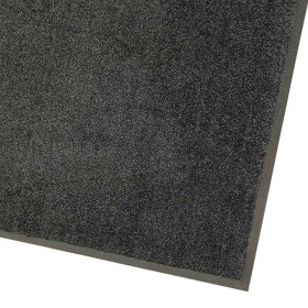 Corner image of an EntryPlush mat which has a rubber edging and lays flat to reduce trip hazards/