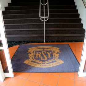 Insitu product image of a custom PrintPlush Logo Mat in a school.