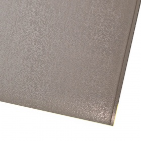 Corner product image of grey soft foot mat perfect for dry areas such as single work stations